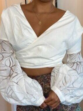 Asilio White Wild Wrap Crop Top Size Medium